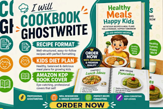 write cookbook ghostwrite recipe format kids diet plan amazon kdp book cover