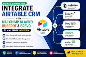 integrate airtable CRM with mailchimp, klaviyo, hubspot, mailerlite and brevo