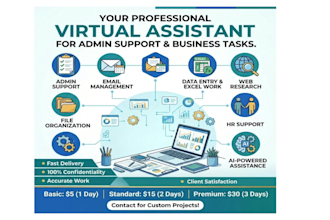 be your virtual assistant for admin  and business support