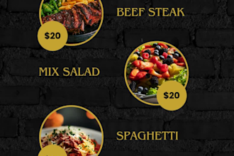 design a modern restaurant menu