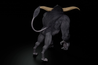 design hairy 3d creatures,non human 3d character,monster model,realistic animal
