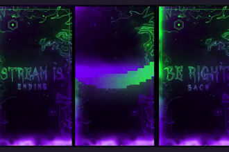 design twitch stream overlay, animated overlay twitch logo, alerts screens
