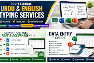 do inpage and  ms office data entry and writing