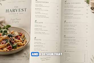 do modern creative menu card design for your restaurant, cafe or hotel