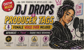 record custom producer tags, female voice, radio voice intro