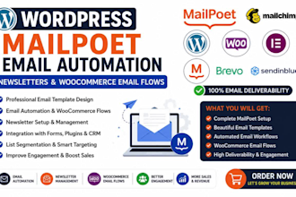 setup wordpress mailpoet email automation, newsletters, woocommerce email flows