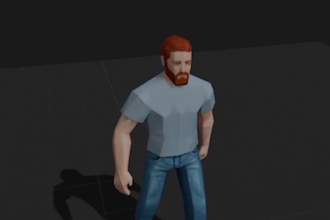 create psx ps1 ps2 retro style low poly character for horror game