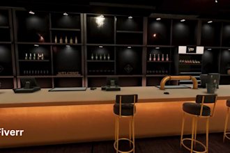 do 3d bar design cocktail lounge, bar lounge, nightclub, rooftop bar, storefront