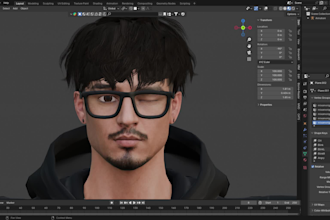 create realistic 3d character modeling with face rigging, facial expressions