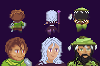 pixel art 8 16bit character for game sprite sheet animation
