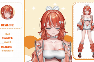 draw and design 2d vtuber, live2d rigging, live2d model, live2d character, anime
