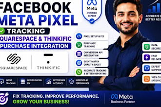fix facebook meta pixel tracking squarespace thinkific purchase ads integration