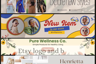 do etsy logo and banner, banner web etsy shop, etsy and banner