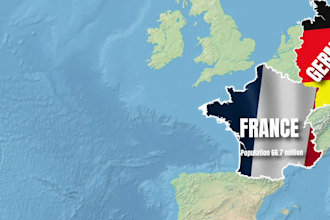 an animated map video showing the borders of countries or cities