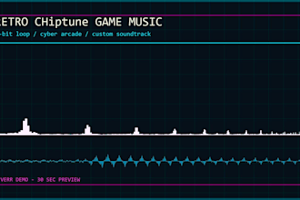 create retro chiptune 8 bit game music and visualizer