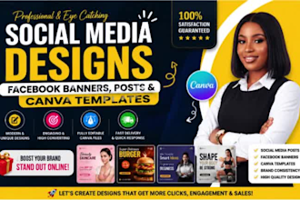 design  facebook banner social media posts and canva templates