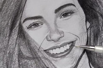 custom pencil potrait, digital sketch drawing