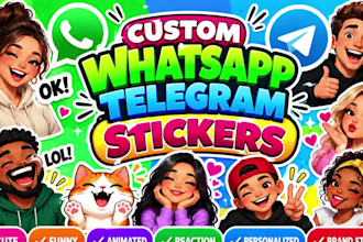 design and animate sticker for whatsapp and telegram