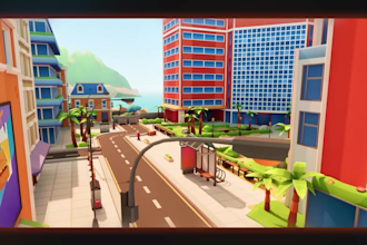 low poly 3d environment and 3d models for game assets, web, or animation
