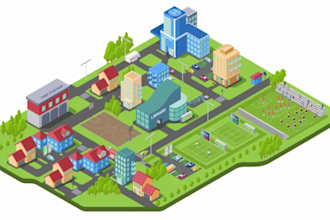create 3d isometric map illustration isometric city map design 3d map animation
