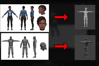 create custom 3d character models, textures and rigging