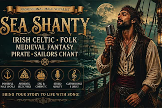 sing epic male celtic fantasy vocals, medieval tavern, bardcore, irish folk song