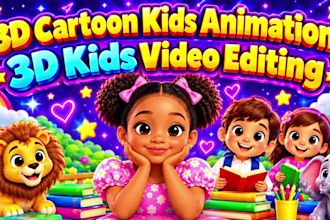 produce 3d cartoon kids animation nursery rhymes for kids, 3d kids video editing