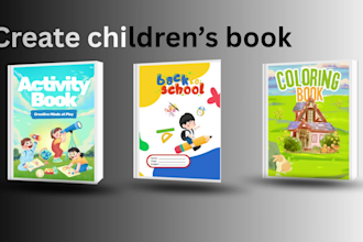 create cute colorful kids book cover design for amazon KDP