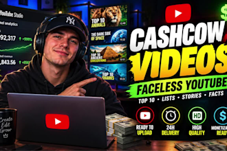 create high retention cashcow videos and faceless youtube video edits