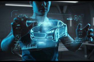 create 3d hologram fan animation, cinematic holographic video, logo reveal ads