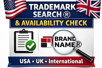 do professional trademark search and availability check for your brand name