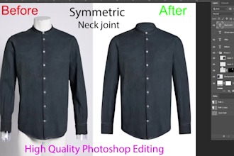 do symmetrical ghost mannequin, dummy remove, cloth retouch