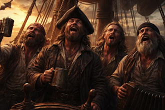 sing deep male sea shanty and pirate folk vocals