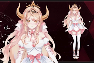 draw and rig 2d vtuber design, live2d vtuber model, live2d character, anime