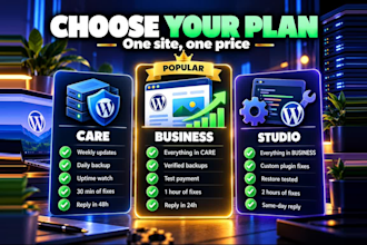 do wordpress care plan, monthly wordpress website maintenance and backups