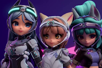 create 3d character, vrchat avatar, fursona, facial rig, blender