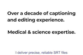 create srt captions for medical and science content