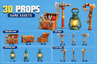 create 3d game assets props for unity and unreal engine