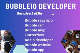 build develop bubble io ios mobile app using adalo glide flutterflow mvp app dev