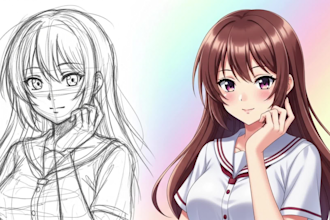 design a professional vtuber model, anime character sheet, or game asset