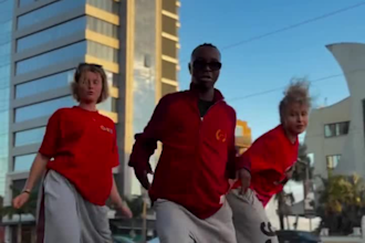 perform an energetic afro dance video and group dance challenge