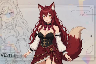 custom vtuber model live 2d vtube model furry vtuber live2d model for streaming