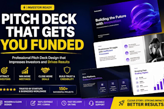 design startup pitch deck, business pitch deck, slide deck, startup pitch deck