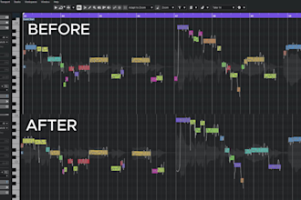 manually tune vocals, preserve vibrato, remove artifacts and align timing