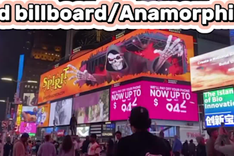 do 3d anamorphic display, 3d cgi product ,3d billboard animation with led screen