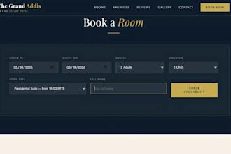 build a luxury 5 star hotel website with booking and gallery