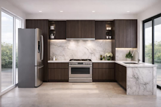 design  kitchen and dinning interior in 3d and render