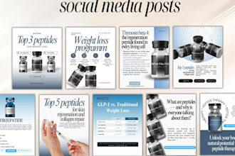 design peptide, supplement posts for instagram, facebook, tik tok ad