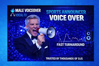 record a high energy sports announcer intro for your event