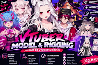 design and rig high quality live 2d vtuber model, 2d vtuber model, vtuber model